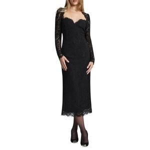NWT Bardot Aurora Lace Long Sleeve Midi Dress Women’s XL Black Sweetheart Witchy